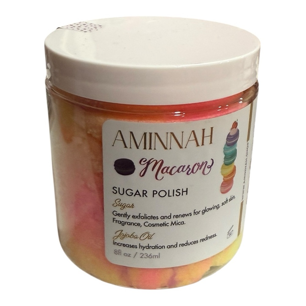 Aminnah “Macaron” Sugar Polish Scrub – 8oz New Sealed Skincare Limited Edition